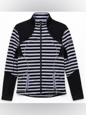 Lululemon Define Forme Jacket Sea Stripe Polar Haze Full Zip Thumbholes Size 8